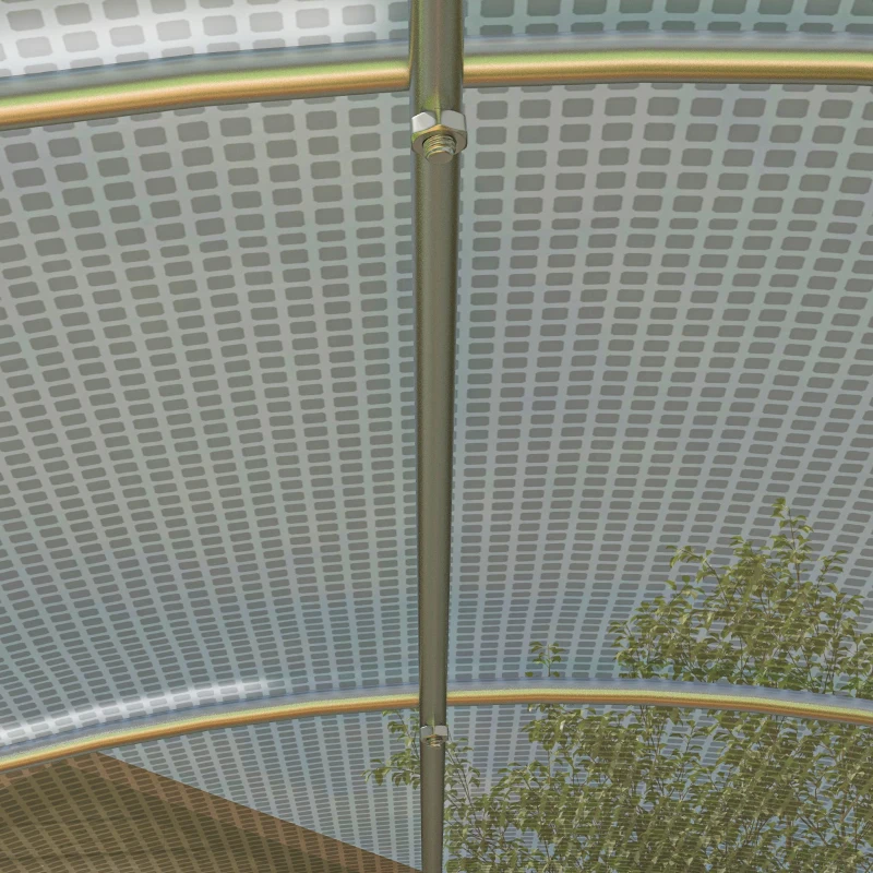 Outsunny Serra a Tunnel 3x3 m con Porta, 6 Finestre e 2 Pareti Avvolgibili, in Acciaio e Telo in PE, Bianca