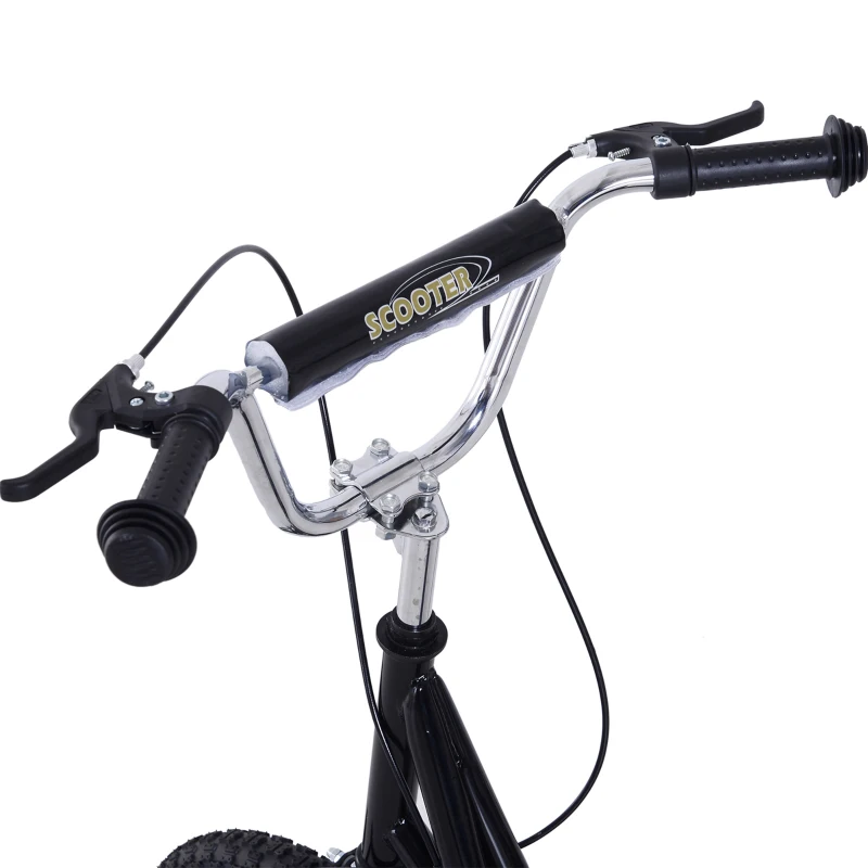 HOMCOM Patinete para Niños Mayores de 5 Años Scooter de 2 Ruedas Grandes con Doble Freno y Manillar Ajustable en Altura para Adolescentes Adultos 135x58x92-100 cm Negro