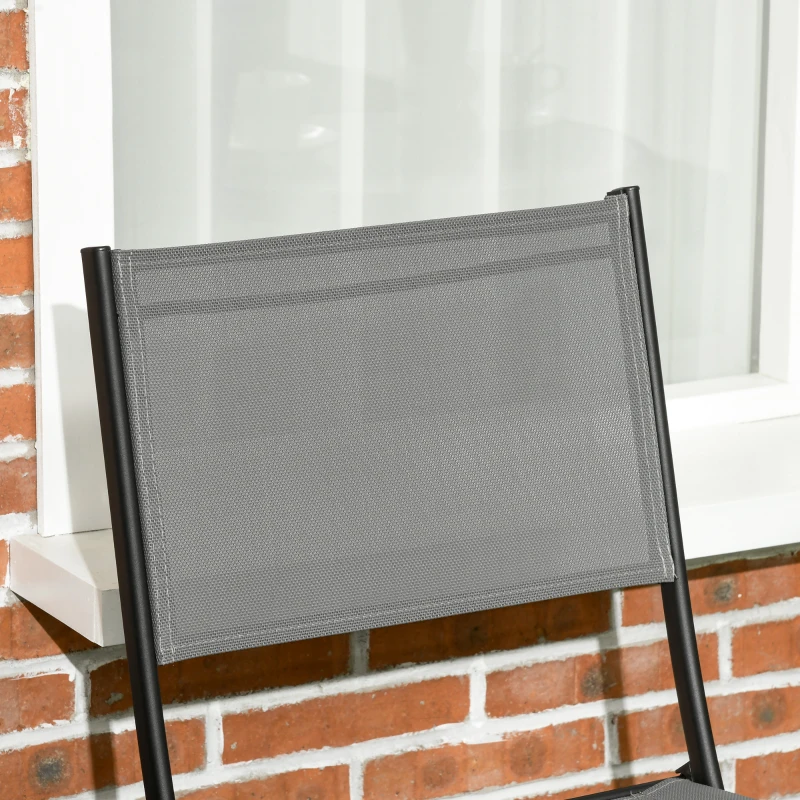 Outsunny Conjunto de Jardín para Patio Balcón Terraza Mesa Ø50x72 cm y 2 Sillas Plegables 46x52x86 cm Gris y Negro
