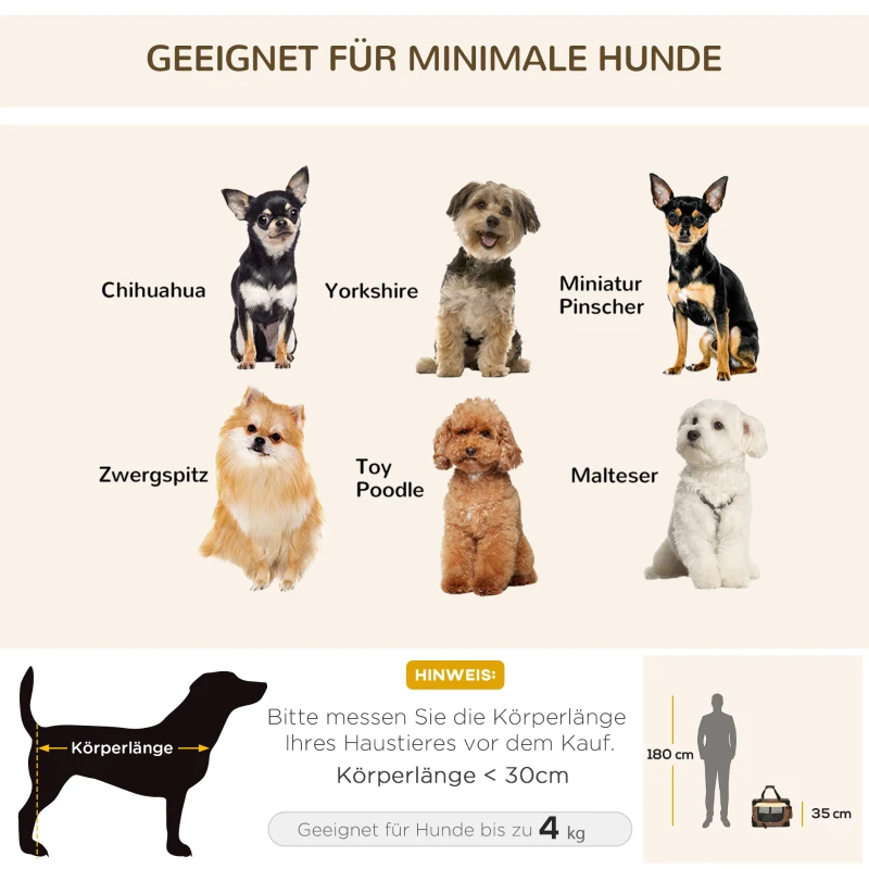 PawHut Hundetasche Hundetransporttasche, 3 Eingänge, faltbar, 70 x 51 x 50 cm, Braun + Beige