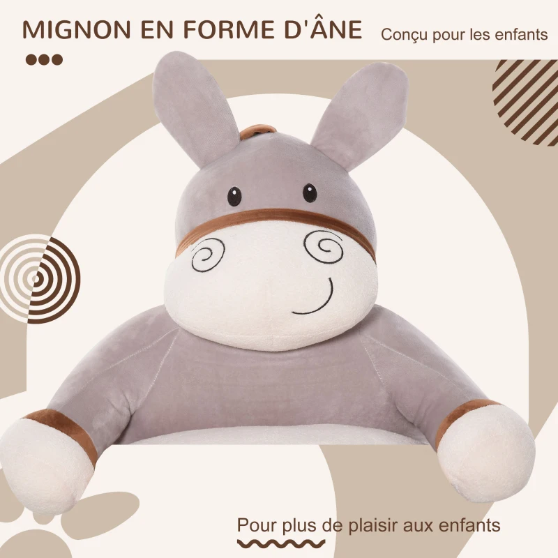 HOMCOM Fauteuil Enfant âne dim. 60L x 55l x 60H cm garnissage Moelleux Coton revêtement Velours Gris crème