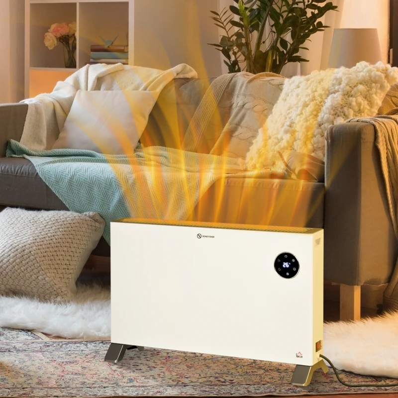HOMCOM Radiateur électrique avec écran LED 800W/1200W/2000W protection contre la surchauffe blanc
