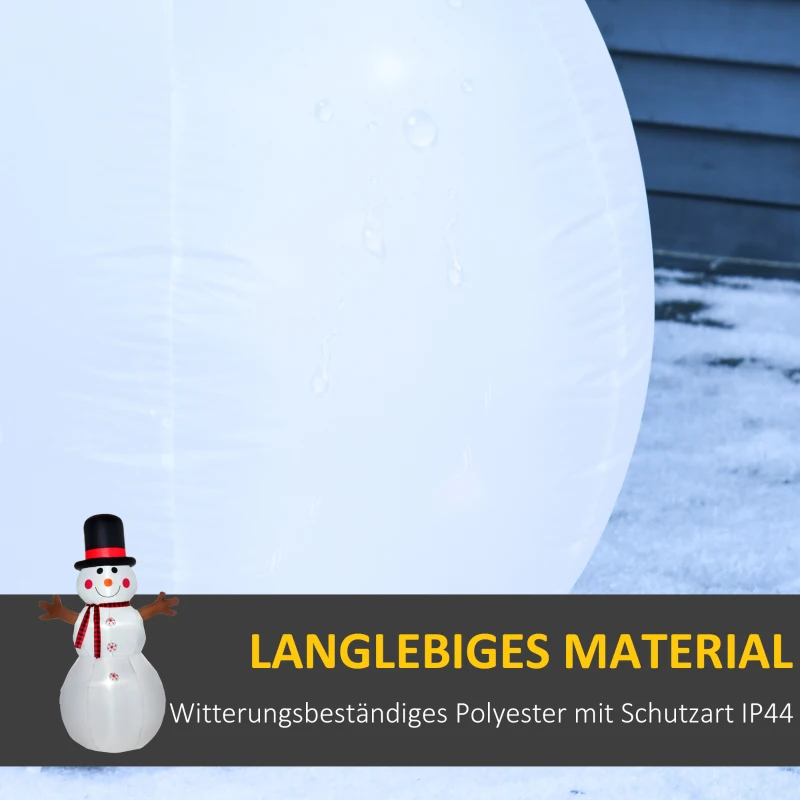 HOMCOM Weihnachten aufblasbarer Schneemann 1,82 m Weihnachtsdekoration wetterfest LEDs Polyester 100 x 80 x 182 cm