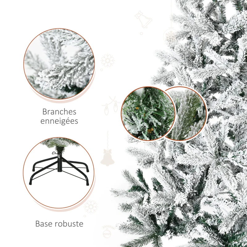 HOMCOM Sapin de Noël Artificiel enneigé 180 cm 521 Branches épines Imitation Nordmann Grand réalisme