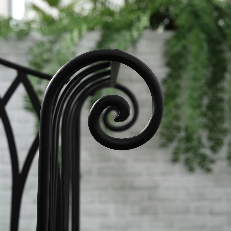 Outsunny Banc de jardin en métal noir façon fer forgé 2 personnes dim. 119l x 55P x 89H cm