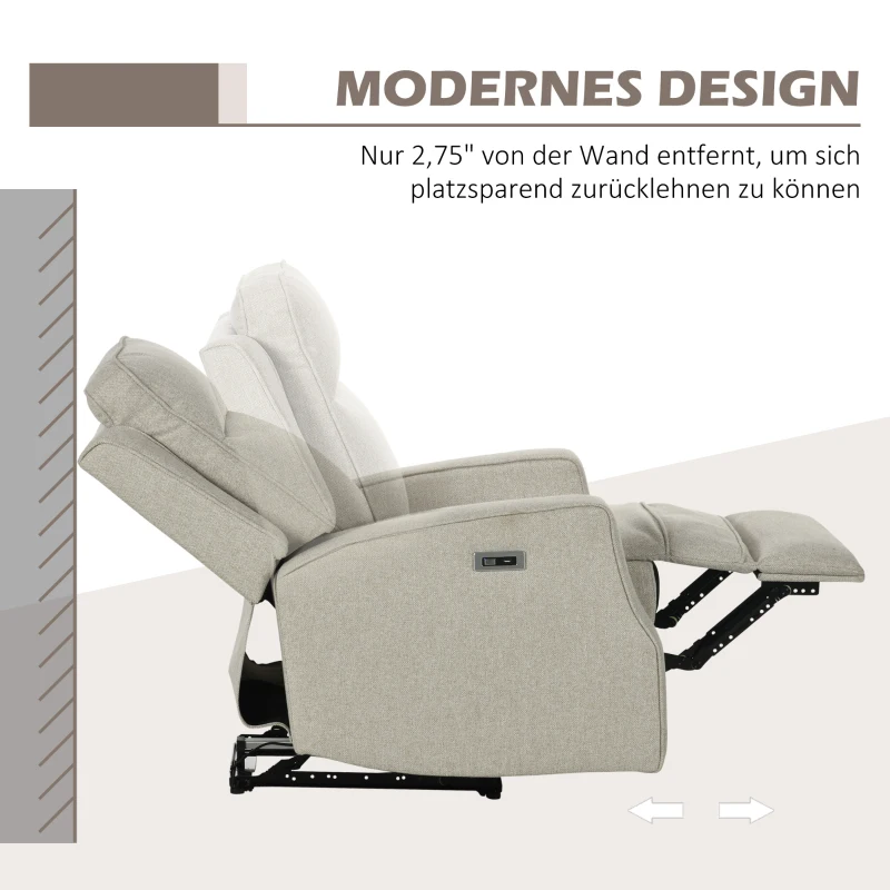 HOMCOM Relaxsessel Liegesessel TV Sessel  Zero-Wall Funktion Einzelsofa 150° neigbar Fernsehsessel Polyester Beige 84 x 92 x 104 cm