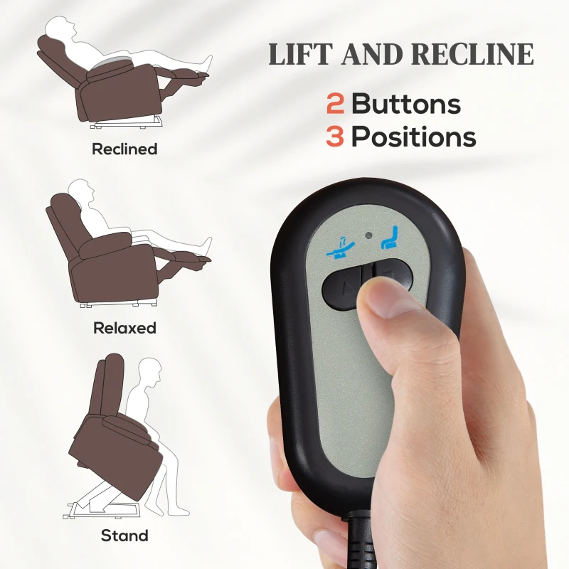 HOMCOM Faux Leather 70° Electric Riser Recliner Chair, Dark Brown