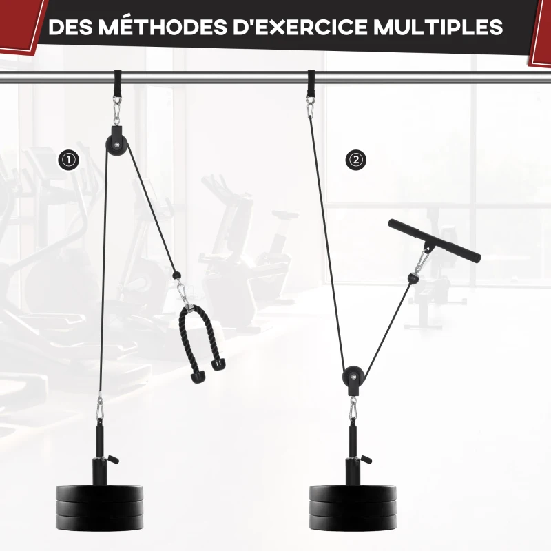SPORTNOW Système de poulie d'entraînement des triceps pour traction LAT biceps, triceps, épaules, dos, avant-bras