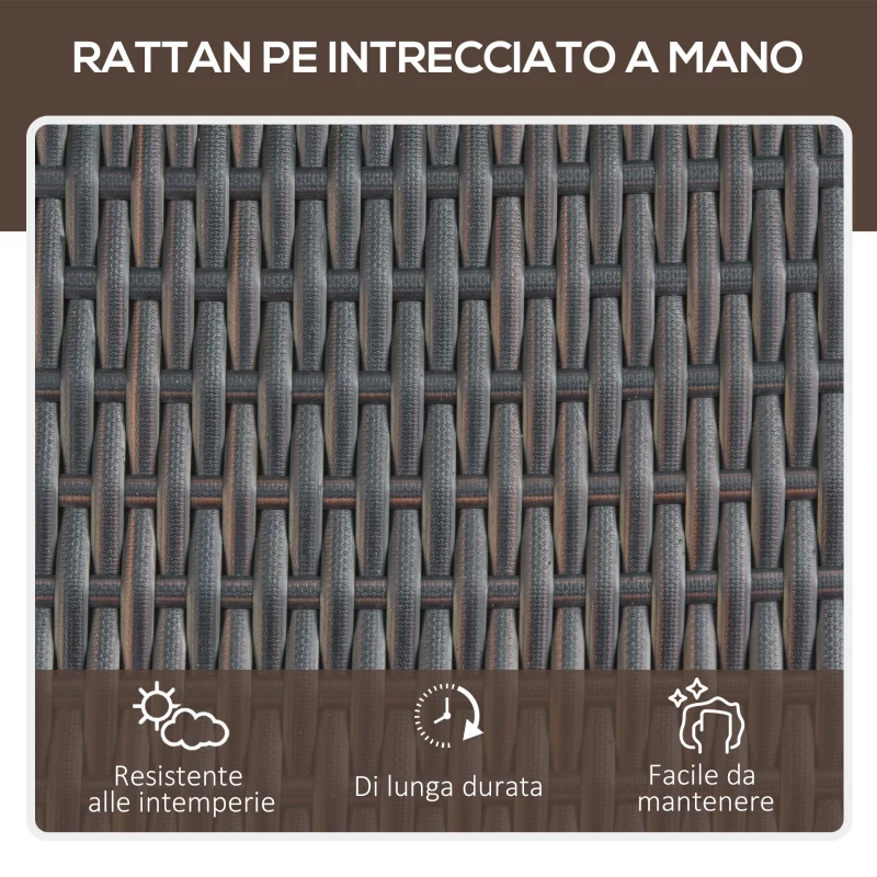 Outsunny 3pz Componibile 2 Lettino Prendisole da Giardino (60 x 195 x 86cm) e 1 Tavolino (121 x 40 x 50cm) Rattan con Materassini, Marrone e Bianco Crema