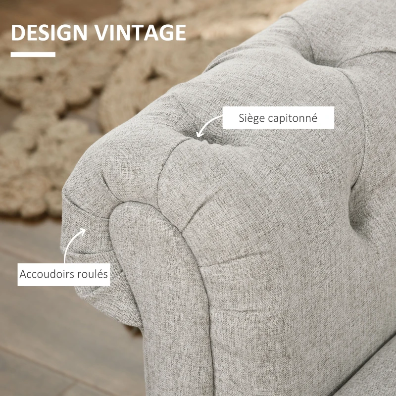 HOMCOM Banc banquette coffre 2 en 1 en tissu aspect lin avec pieds en bois 146,5 x 49 x 72 cm gris