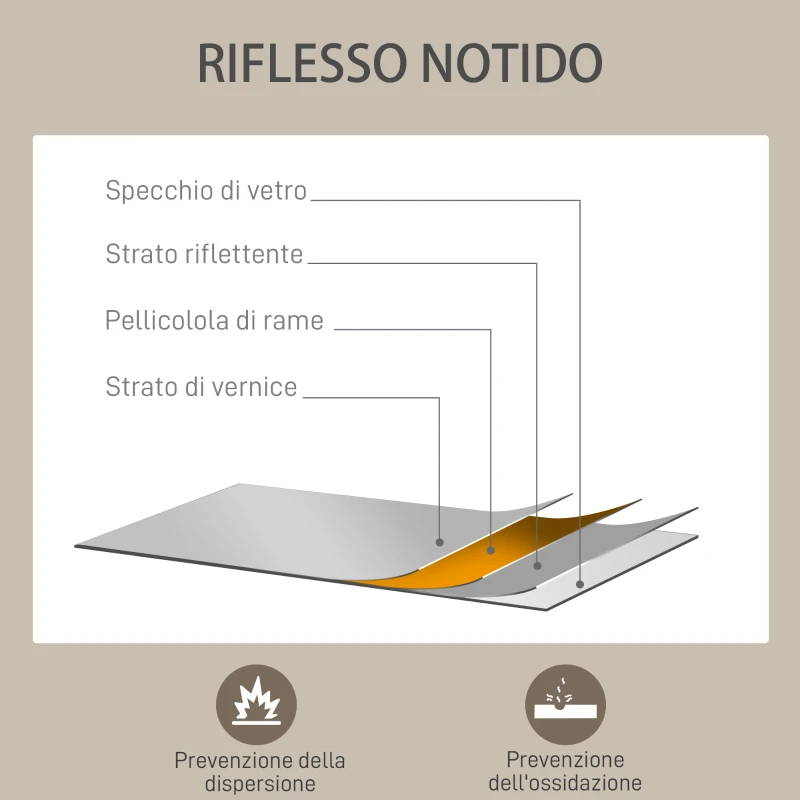 HOMCOM Specchio da Parete in Stile Industriale con 4 Ganci, in Vetro Multistrato, Metallo e MDF, 109x2x69 cm, Nero