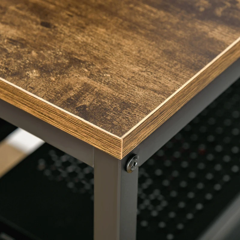 HOMCOM Computertisch Schreibtisch Bürotisch PC Tisch Home Office Arbeitstisch mit Ablagen Industrieller Stil Rustikal-Braun Metall 120 x 60 x 75 cm