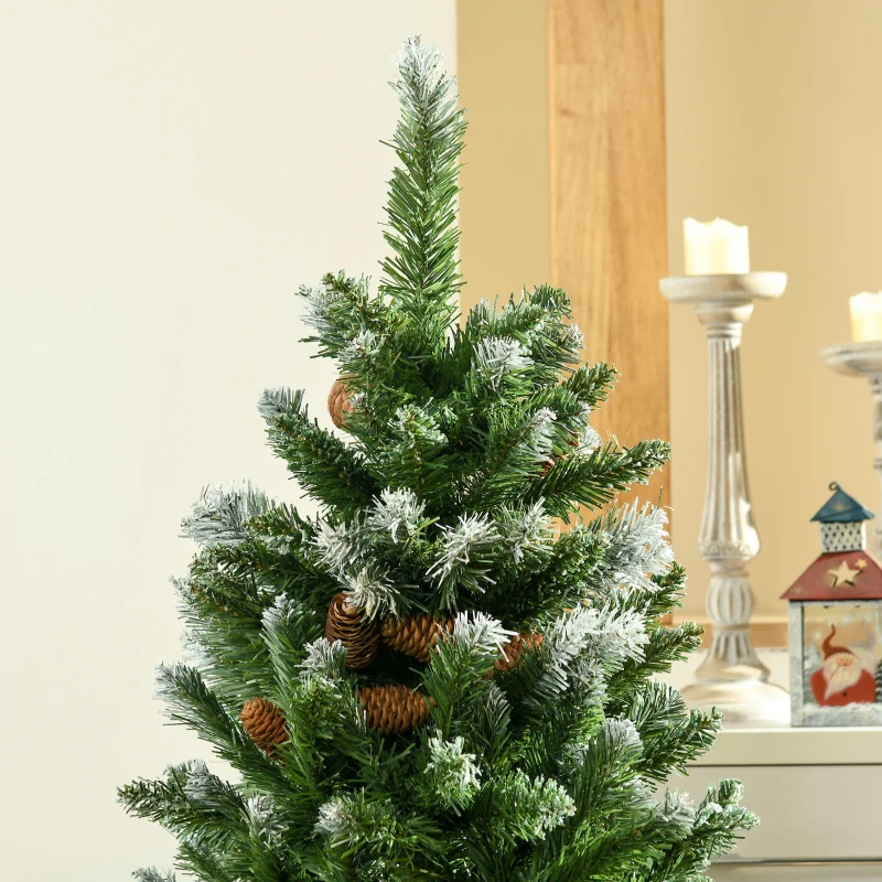 HOMCOM Árbol de Navidad Artificial 120 cm Árbol de Navidad Nevado con 328 Ramas y Soporte Metálico Decoración Navideña Verde