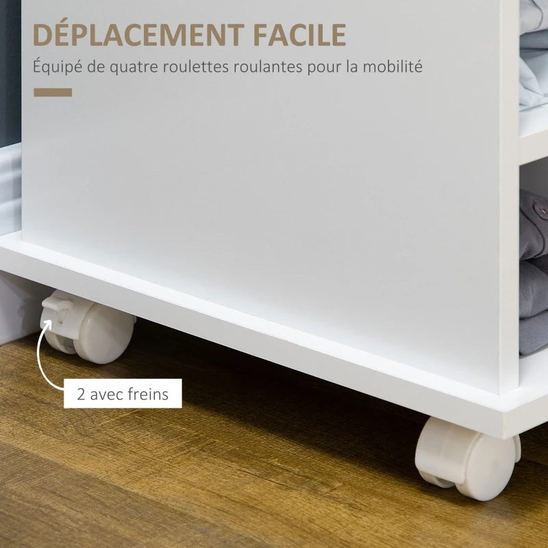 HOMCOM Desserte cuisine multi rangements avec roulettes - dim. 75L x 39,5l x 88H cm - panneaux de particules