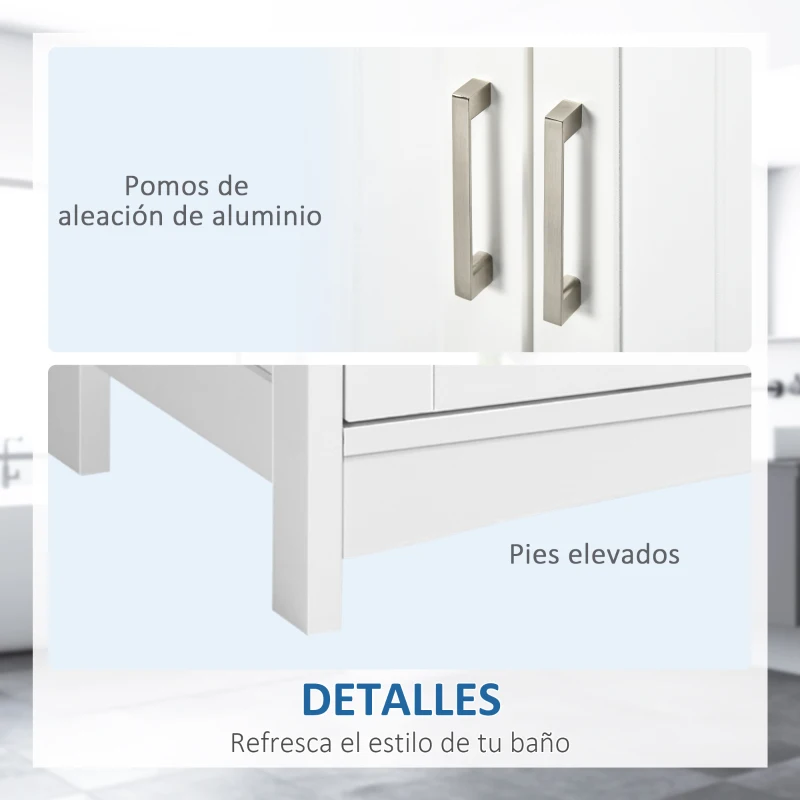 kleankin Mueble para Debajo del Lavabo Armario de Suelo para Baño de Madera Estilo Moderno 60x30x60 cm Blanco