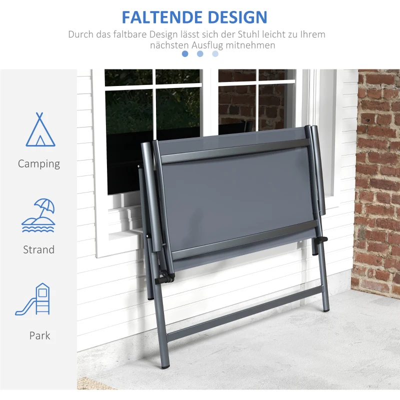 Outsunny 2-Sitzer Gartensessel Gartenstuhl für 2 Personen Gartenbank klappbar, 118 cm x 65 cm x 96 cm, Grau