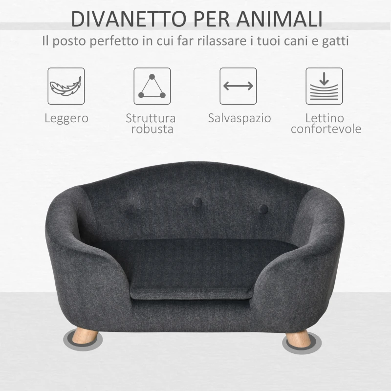PawHut Cuccia per Cani di Taglia Piccola (Max 10kg) con Cuscino, 70x47x30cm - Grigio Antracite