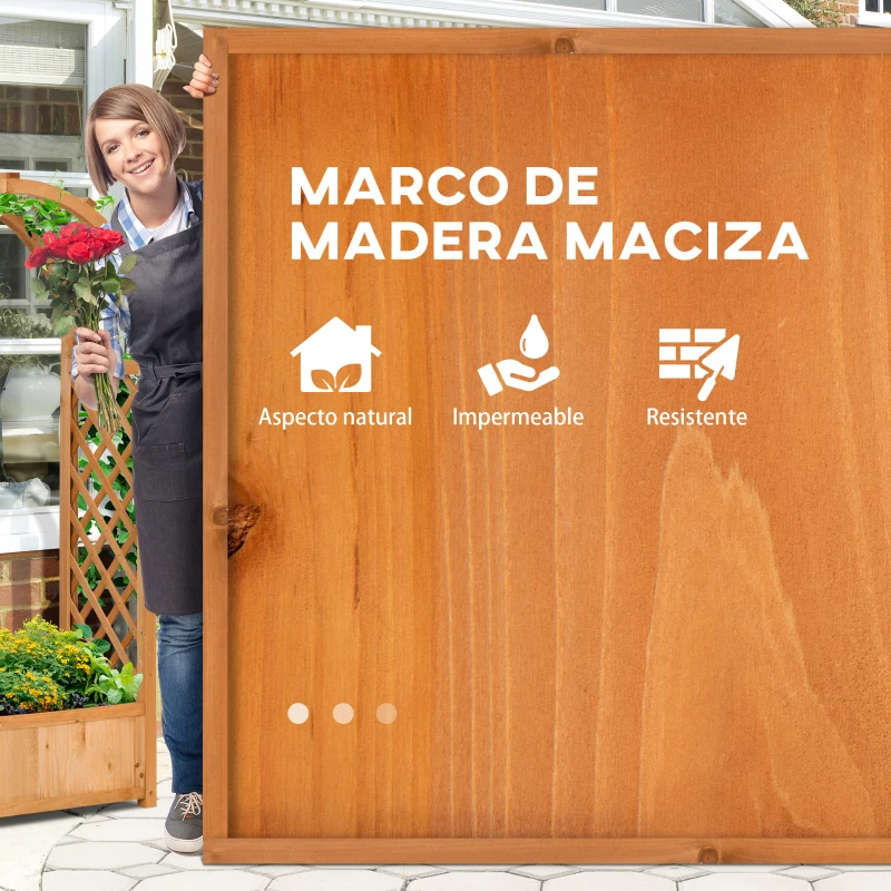 Outsunny Jardinera con Arco Enrejado para Trepadoras Plantas Flores Decoración para Jardín Terraza 83x36x152 cm Natural