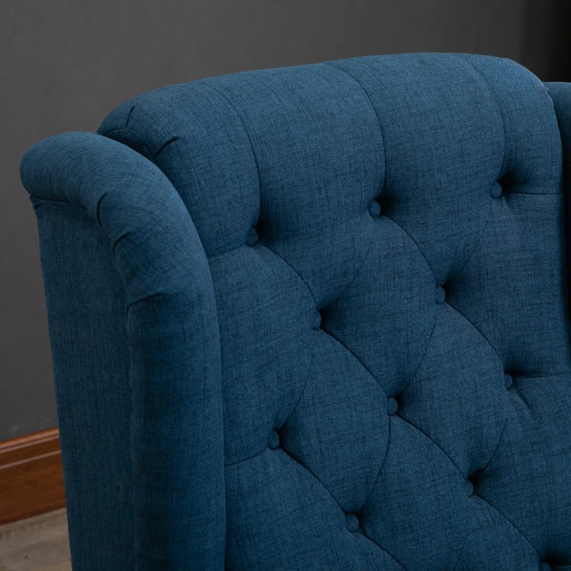 HOMCOM Eleganter Ohrensessel, dick gepolstert, abnehmbarer Bezug, 74 x 86 x 102 cm, Blau(m-8)