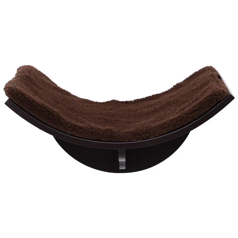 PawHut Cama de Gato Montada en la Pared de Forma U con Almohadilla Extraíble Área de Juego para Gatos Dseño Curvo Cómodo Carga 4,5 kg 41x28x21cm Marrón