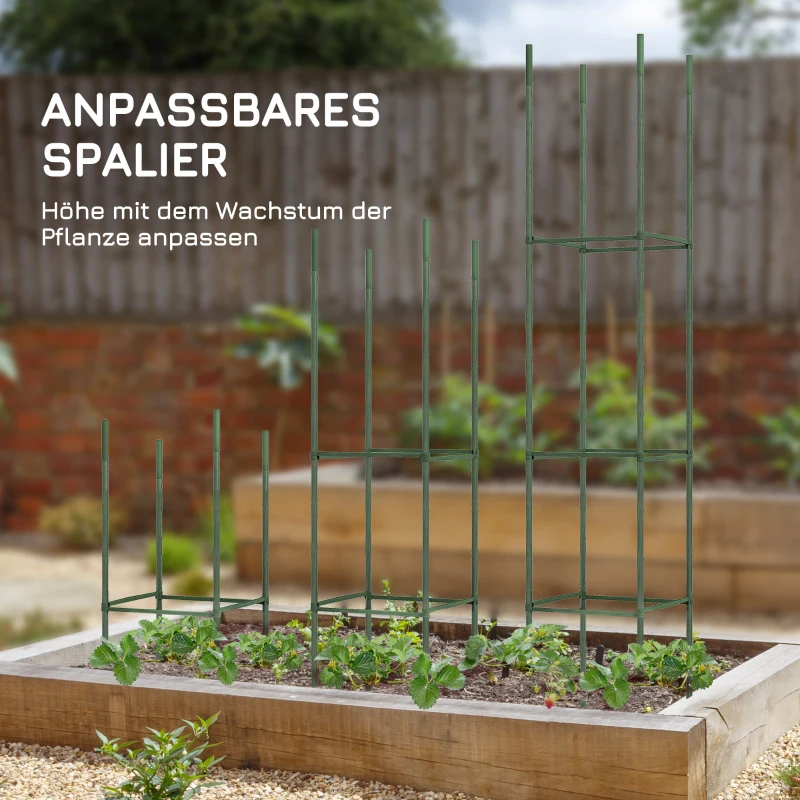 Outsunny Rankgitter 2er-Set, mit Beutel, anpassbare Ebenen, rostfreier Stahl, 33x33x180 cm, Grün