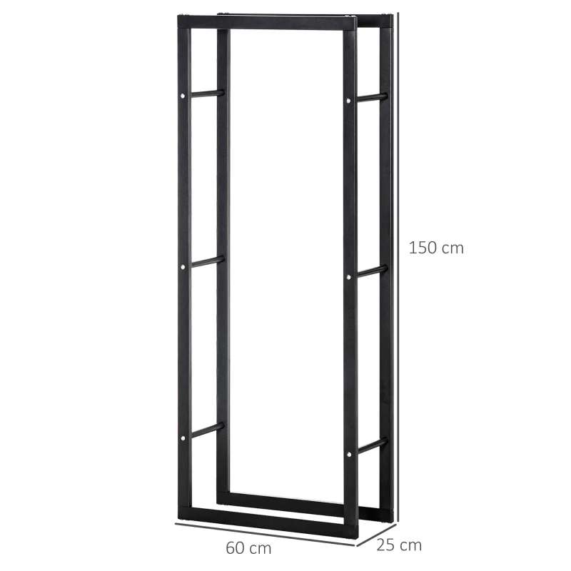 HOMCOM Kaminholzständer Kaminholzablage für Innen und Außen Metall 60 x 25 x 150 cm