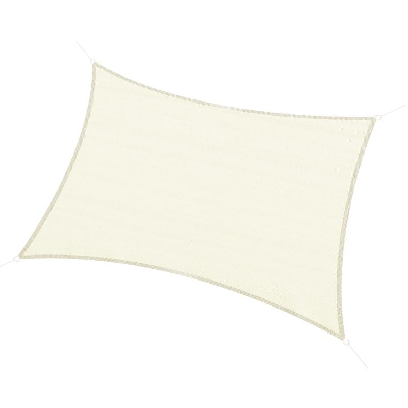 Outsunny Vela Ombreggiante Rettangolare, Impermeabile e Anti-Raggi UV in HDPE, 3x4m, Crema