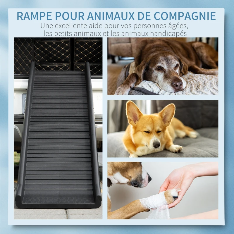 PawHut Rampe pliable pour chiens légère pour voiture facile à transporter 155 x 39 x 14 cm - noir