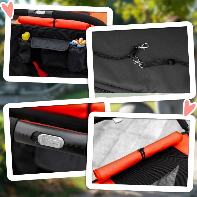 PawHut Foldable Pet Stroller, with Universal Wheels, Shock Absorber, for Medium and Large Dogs - Red(m-8)