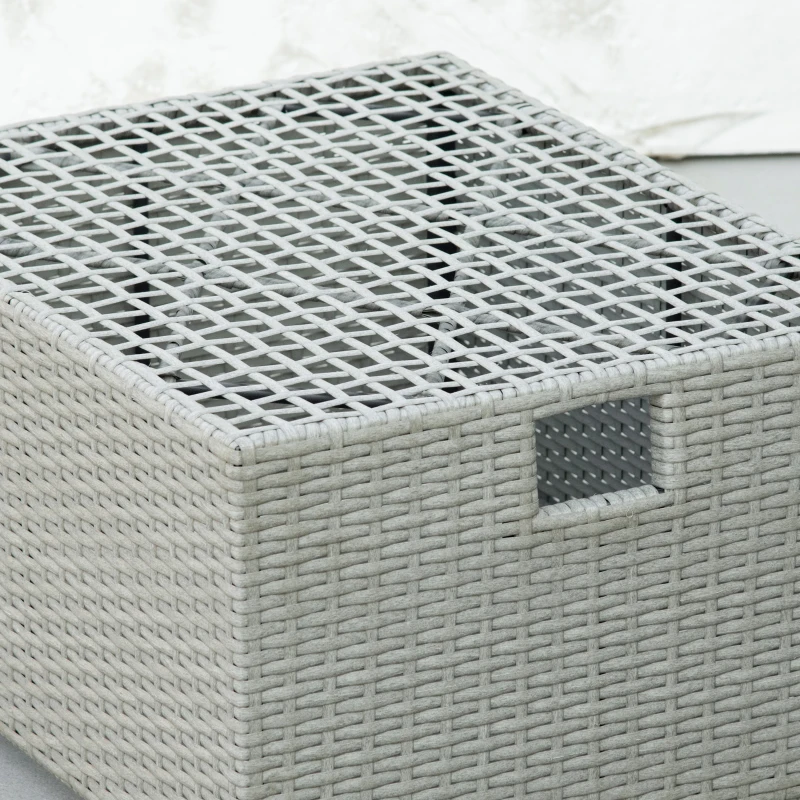 Outsunny Set Mobili da Giardino con Divano 2 Posti, Contenitore e Pouf in Rattan PE Salvaspazio con Cuscini, Grigio