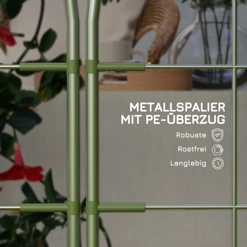 Outsunny Rankgitter-Set, 6 Metallspaliere für Kletterpflanzen, Stahl, 40 x 90 cm, Grün