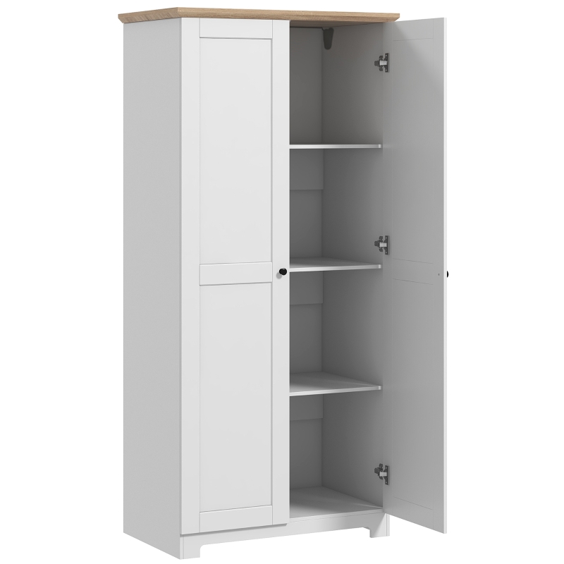 HOMCOM 172cm Kitchen Cupboard, Freestanding Storage Cabinet with Doors and Shelves, Modern 2-Door Kitchen Pantry Cupboard for Dining Room, White