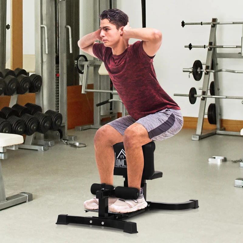 HOMCOM Squat Bench Trainer Sit Up Machine Multifunctional Equipment Abdomen and Leg Strength Indoor Household Fitness Device Black