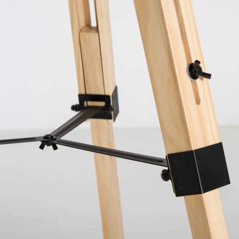 HOMCOM Lampadaire trépied hauteur réglable  65 x 65 x 99-143 cm lampe de sol 40 W  bois style nordique beige