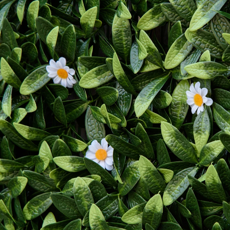 Outsunny 12 Stück künstliches Pflanzenwand Hecke 50x50 cm UV-Schutz Sichtschutz Rhododendronblätter Design Heckenpflanze für Garten Outdoor Dekor