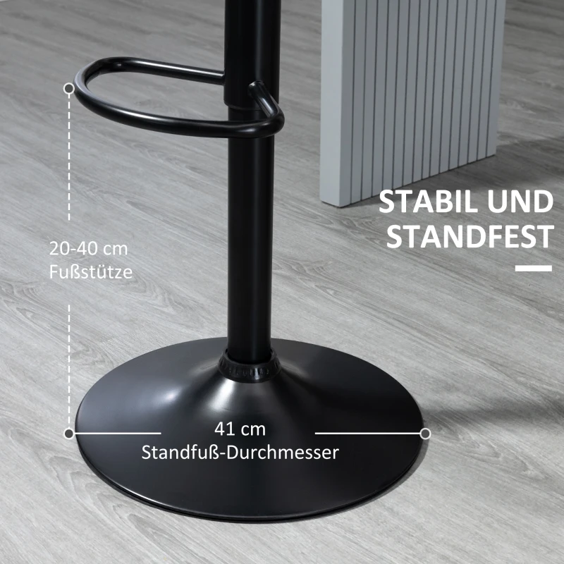 HOMCOM Barhocker Barstuhl 2-er Set höhenverstellbar 48,5 x 55,5 x 90-110 cm Kunstleder+Stahl Schwarz