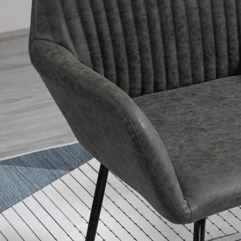 HOMCOM Set 2 Sedie Moderne per Sala da Pranzo, Cucina o Soggiorno, Sedie Imbottite in Similpelle Grigia 60x56.5x85cm