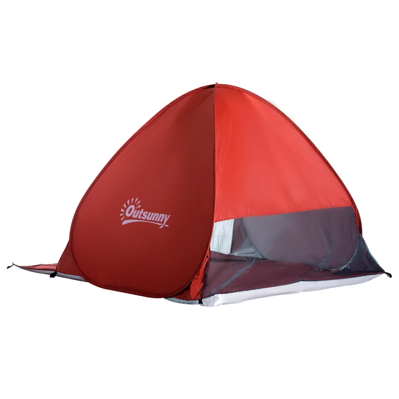 Outsunny Pop-up-Zelt, Strandzelt, Campingzelt, Polyester, 200 x 150 x 119 cm, Rot