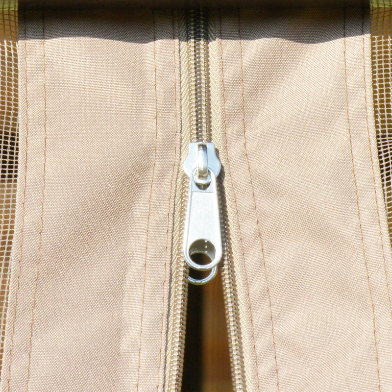 Outsunny Cenador de Jardín Hexagonal Pabellón Exterior con Doble Techo y 6 Mosquiteras con Cremallera Ø4x2,94 m Caqui