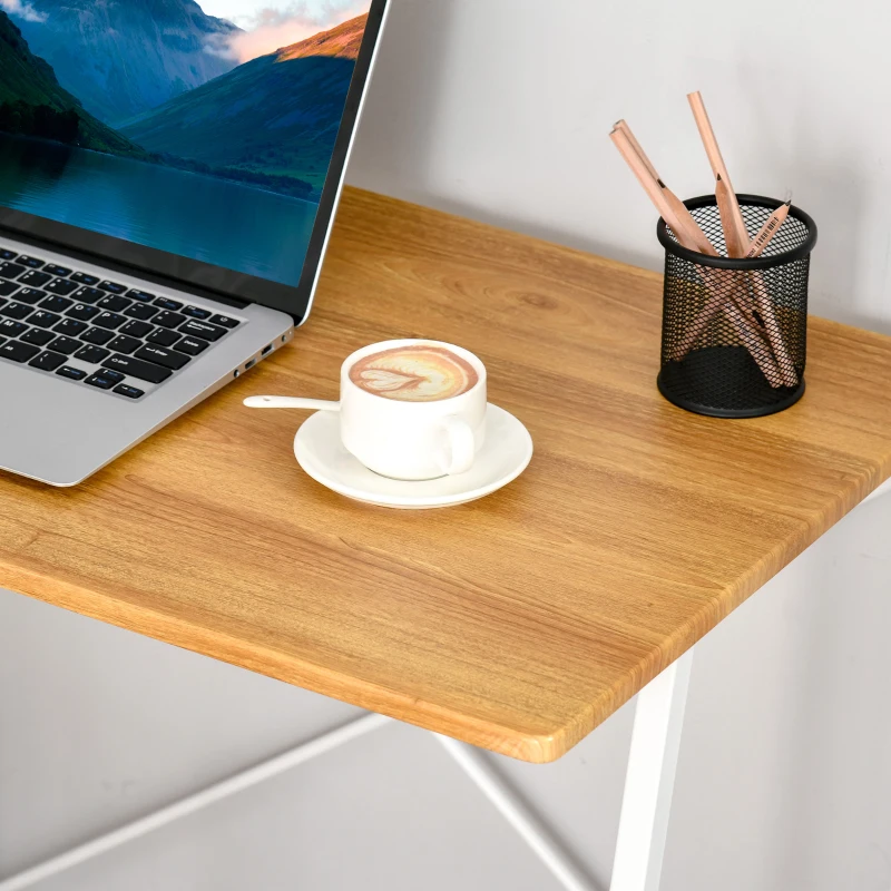 HOMCOM Scrivania per Camera e Ufficio con 3 Mensole Salvaspazio, in MDF e Metallo, Color Legno, 104x50x128cm