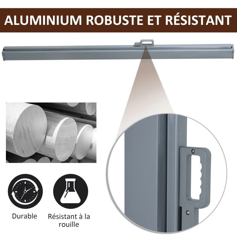Outsunny Store latéral brise-vue rétractable 300 x 160 cm, paravent extérieur en aluminium, protection solaire, brise-vue extensible pour balcon, jardin, terrasse, gris