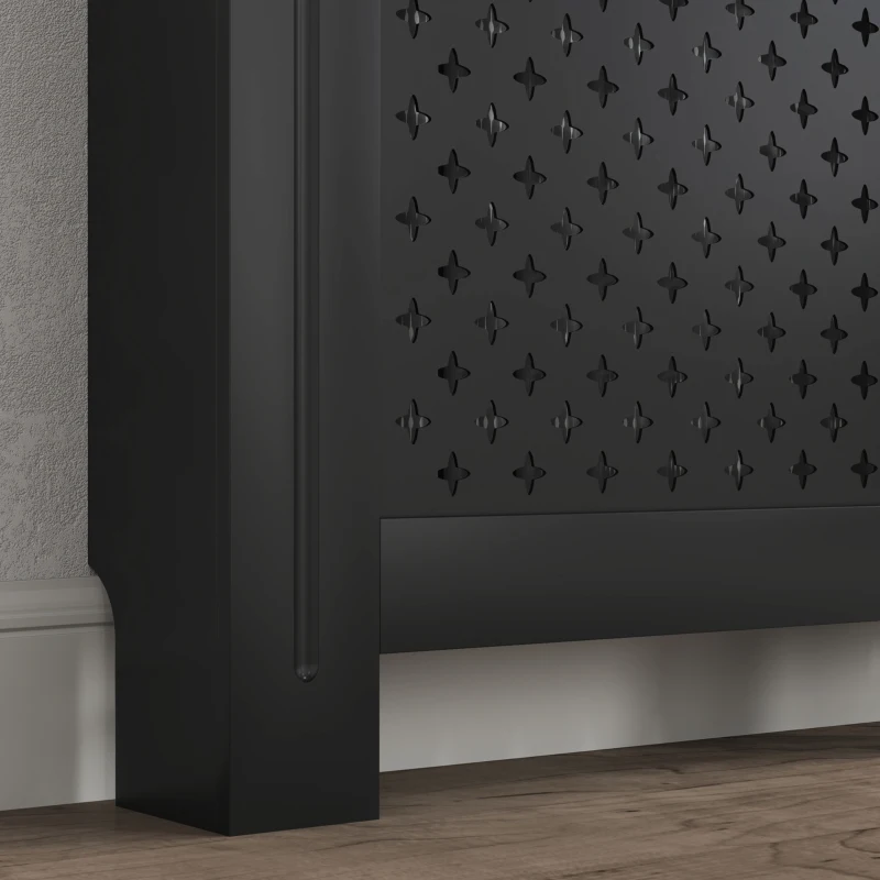 HOMCOM Copritermosifoni in Legno MDF Traforato a Croce con Ripiano e Fissaggio a Muro, 78x19x82 cm, Nero