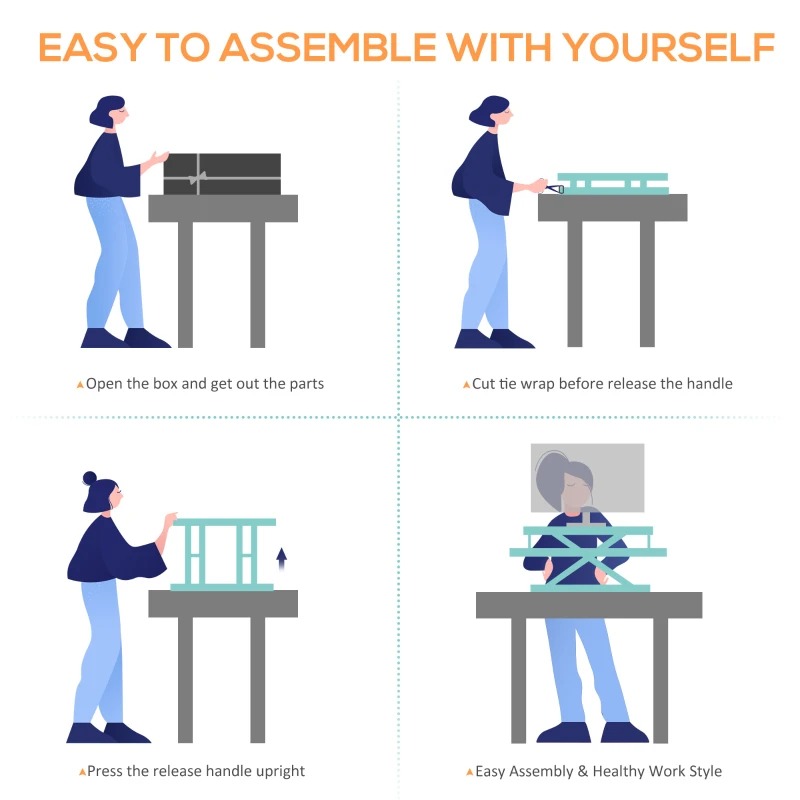 Vinsetto Standing Desk Converter, Height Adjustable Office Workstation, 85 x 71cm Sit-Stand Desk with Keyboard Tray for PC Computer, Laptop, Home, Office, Black