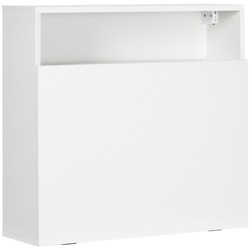 HOMCOM Bureau suspendu bureau mural avec tablette rabattable et 3 compartiments - 64 x 20 x 60 cm - blanc