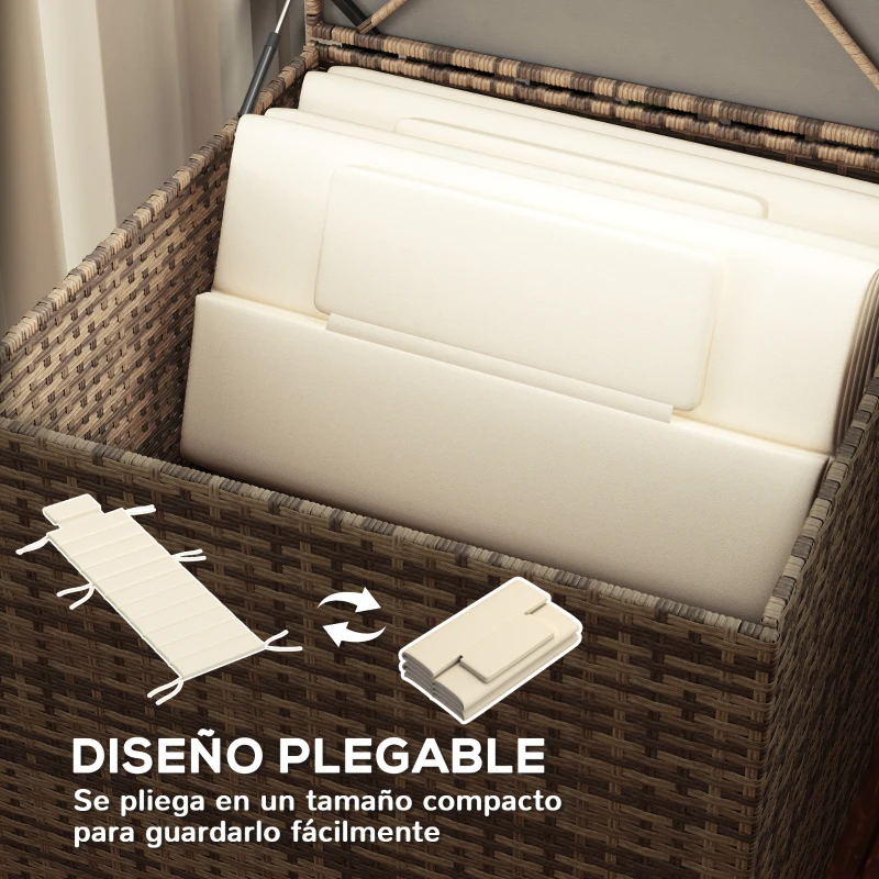 Outsunny Pack 2 Cojines para Tumbonas Plegables 203x66x3 cm con Reposacabezas y Correas de Sujeción Crema