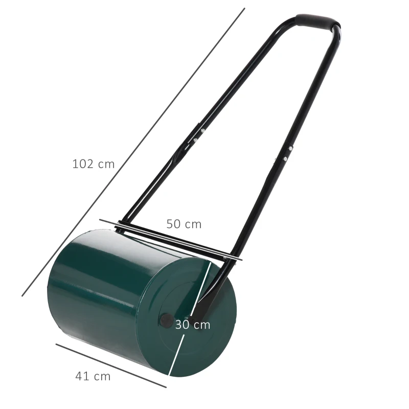 Outsunny Rasenwalze Gartenrolle Gartenwalze mit U-Griff 31 cm Durchmesser 30 cm Arbeitsbreit 40 L Wasser-/Sandfüllunge Metall Grün