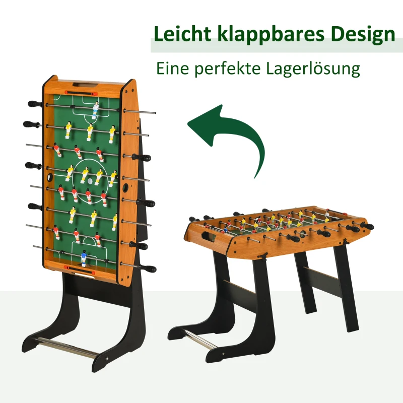 HOMCOM Tischfußball Tischkicker Kickertisch Spielzeug Spieler-Party Fußball Geschenk für 14+ Jungen Zusammenklappabar innen mit je 11 Spielern pro Seite MDF Schwarz+Natur 98 x 42 x 62,5 cm