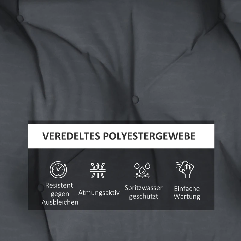 Outsunny 2er-Set Polsterauflage Gartenmöbelsitzkissen Sitzauflage, wetterbeständig, Knopfheftung, 120 x 60 x 15 cm, Grau