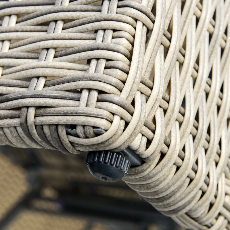 Outsunny Polyrattan Gartenmöbel Set für 3 Personen Gartengarnitur mit Beistelltisch Kissen Aluminium Hellgrau+Beige