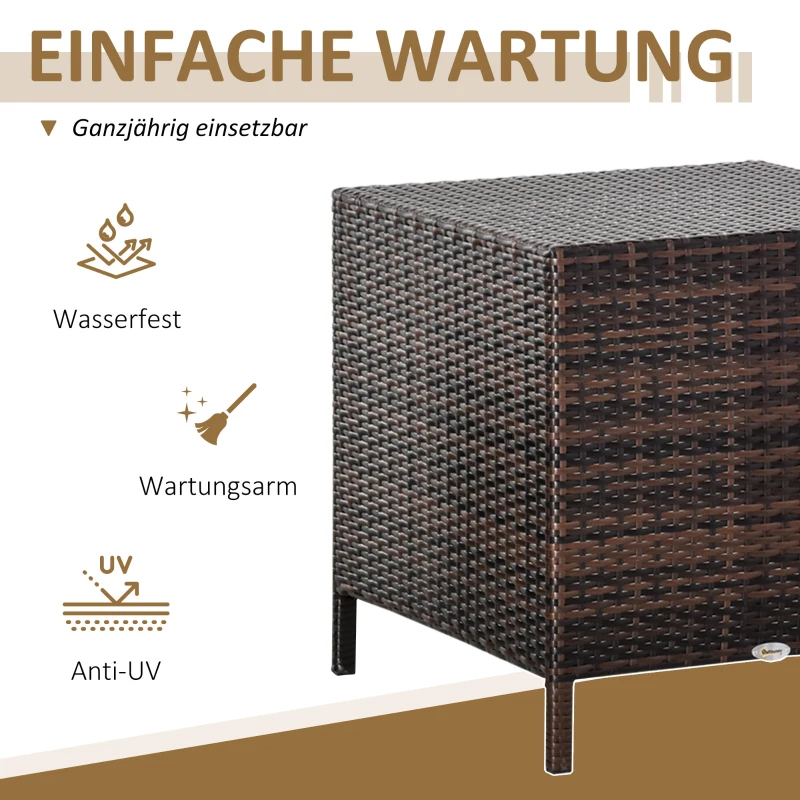 Outsunny Beistelltisch 3er Set Couchtisch Gartentisch Satztisch Balkontisch Polyrattan Braun 40x40x40/50x50x50/60x60x60 cm